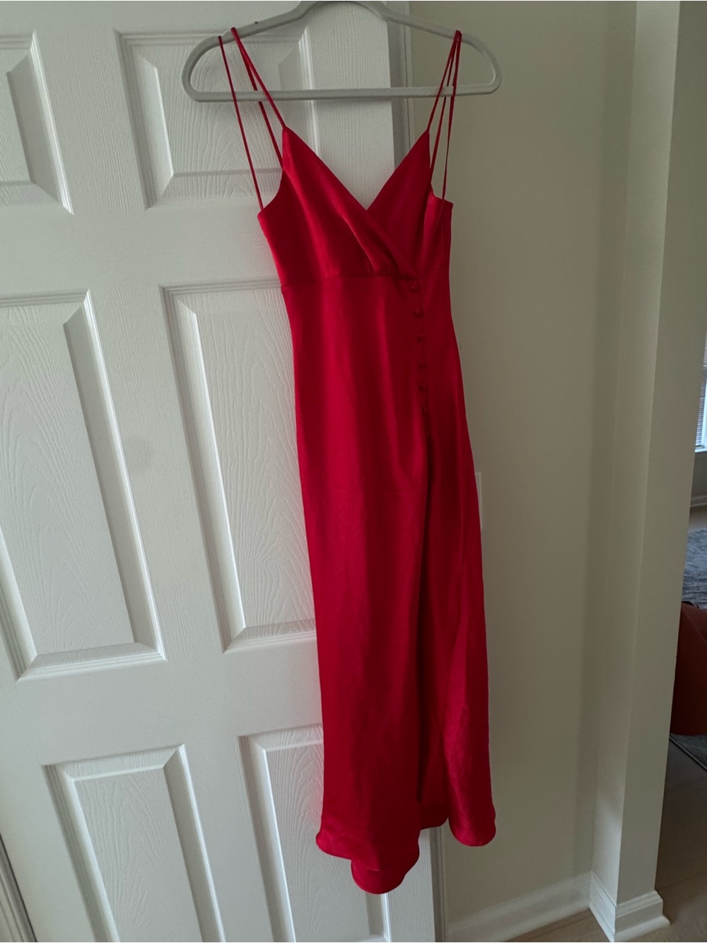 Zara Red Satin Midi Slip Dress
